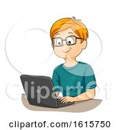 Poster, Art Print Of Kid Boy Reading Glass Laptop