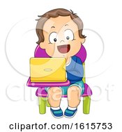 Poster, Art Print Of Kid Boy Toddler School Laptop Illustration