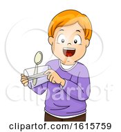 Kid Boy Spoon Catapult Cup Illustration