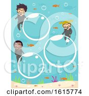 Poster, Art Print Of Stickman Kids Bubbles Underwater Illustration