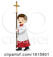 Kid Boy Altar Server Walk Cross Illustration