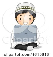 Kid Boy Muslim Laptop Illustration