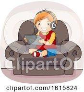 Poster, Art Print Of Kid Boy Tablet Couch Illustration