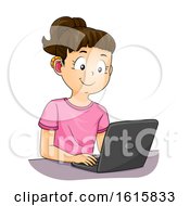 Poster, Art Print Of Kid Girl Deaf Hearing Aid Laptop Illustration