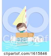 Poster, Art Print Of Kid Boy Boat Plastic Illustration