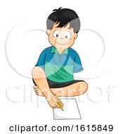 Poster, Art Print Of Kid Boy Disable Write Feet Illustration
