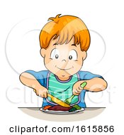 Poster, Art Print Of Kid Boy Use Knife Fork Illustration