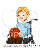 Poster, Art Print Of Kid Boy Wheelchair Basketball Illustration