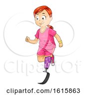 Kid Girl Prosthetic Blade Leg Run Illustration