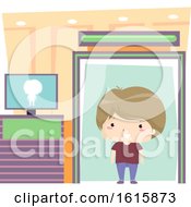 Poster, Art Print Of Kid Boy Airport Detector Machine Illustration