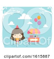 Poster, Art Print Of Kid Girl Ice Cream Party Cart Outdoors