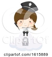 Poster, Art Print Of Kid Girl Security Guard Cloud Illustration