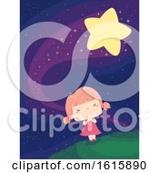 Poster, Art Print Of Kid Girl Wish Falling Star Illustration