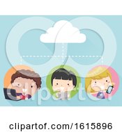 Poster, Art Print Of Kids Cloud Connection Gadgets Illustration
