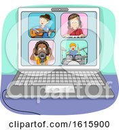 Poster, Art Print Of Kids Online Jamming Laptop Illustration