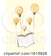 Poster, Art Print Of Book Light Bulb Balloons Illustration