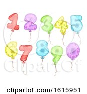 Poster, Art Print Of Mylar Balloons Numbers Illustration