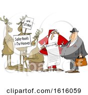 Poster, Art Print Of Group Of Christmas Reindeer On Strike And Santa Talking To An Attorney About The List Of Demands