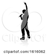 Poster, Art Print Of Singer Pop Country Or Rock Star Silhouette On A White Background