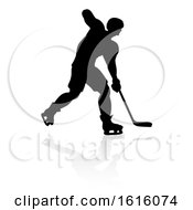 Poster, Art Print Of Ice Hockey Player Silhouette On A White Background