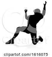 American Football Player Silhouette On A White Background