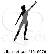 Poster, Art Print Of Silhouette Ballet Dancer On A White Background