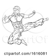 Flying Kick Karate Or Kung Fu Man by AtStockIllustration