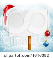 Poster, Art Print Of Christmas Sign Santa Hat Baubles Winter Snow Scene