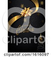 Poster, Art Print Of Merry Christmas Greeting With A Tree Snowflakes And Bow