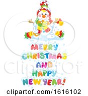Poster, Art Print Of Snowman With Merry Christmas And Happy New Year Text