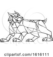 Clipart Of A Black And White Mosaic Low Polygon Style Bobcat Lynx Royalty Free Vector Illustration by patrimonio