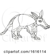 Poster, Art Print Of Black And White Mosaic Low Polygon Aardvark
