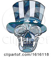 Poster, Art Print Of Mosaic Low Polygon Skull Uncle Sam