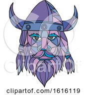 Poster, Art Print Of Mosaic Low Polygon Head Of A Viking Norseman Or Barbarian