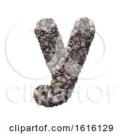 Gravel Letter Y - Lowercase 3d Crushed Rock Font - Nature Envir On A White Background