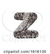 Gravel Letter Z - Lower-Case 3d Crushed Rock Font - Nature Envi On A White Background
