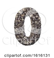 Gravel Number 0 - 3d Crushed Rock Digit - Nature Environment On A White Background
