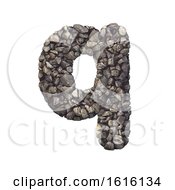 Gravel Letter Q - Lower-Case 3d Crushed Rock Font - Nature Envi On A White Background