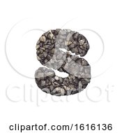Gravel Letter S - Lowercase 3d Crushed Rock Font - Nature Envir On A White Background