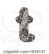 Gravel Letter T - Lower-Case 3d Crushed Rock Font - Nature Envi On A White Background