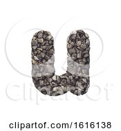 Gravel Letter U - Small 3d Crushed Rock Font - Nature Environme On A White Background