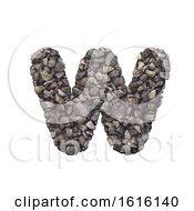 Gravel Letter W - Lower-Case 3d Crushed Rock Font - Nature Envi On A White Background