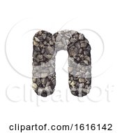 Gravel Letter N - Lower-Case 3d Crushed Rock Font - Nature Envi On A White Background