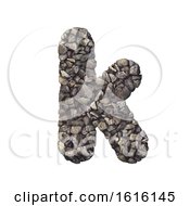 Gravel Letter K - Lower-Case 3d Crushed Rock Font - Nature Envi On A White Background