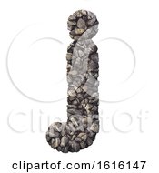Gravel Letter J - Lowercase 3d Crushed Rock Font - Nature Envir On A White Background