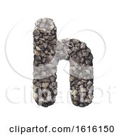 Gravel Letter H - Lower-Case 3d Crushed Rock Font - Nature Envi On A White Background