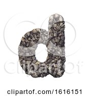 Gravel Letter D - Lowercase 3d Crushed Rock Font - Nature Envir On A White Background