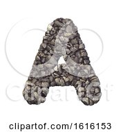 Gravel Letter A - Capital 3d Crushed Rock Font - Nature Environ On A White Background