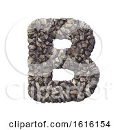 Gravel Letter B - Capital 3d Crushed Rock Font - Nature Environ On A White Background