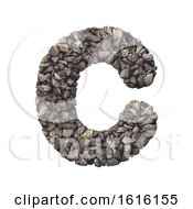 Gravel Letter C - Capital 3d Crushed Rock Font - Nature Environ On A White Background